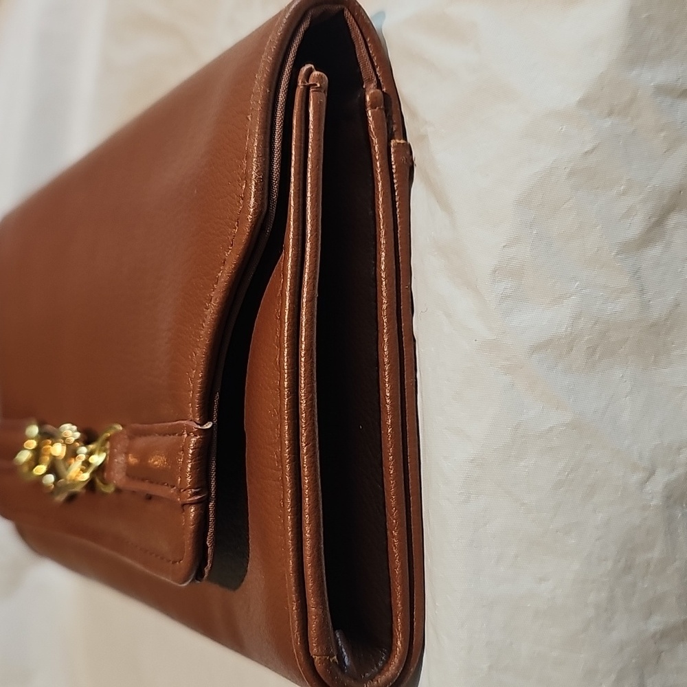 Time and Tru Women's Scarlet Envelope Wallet, Cognac Brown New - Picture 4 of 14